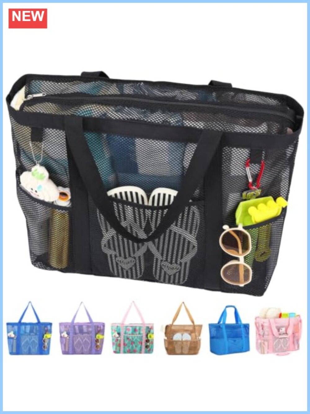 Oversized Mesh Beach Bag Tote Sandproof Quick-Dry Travel Pool Bag